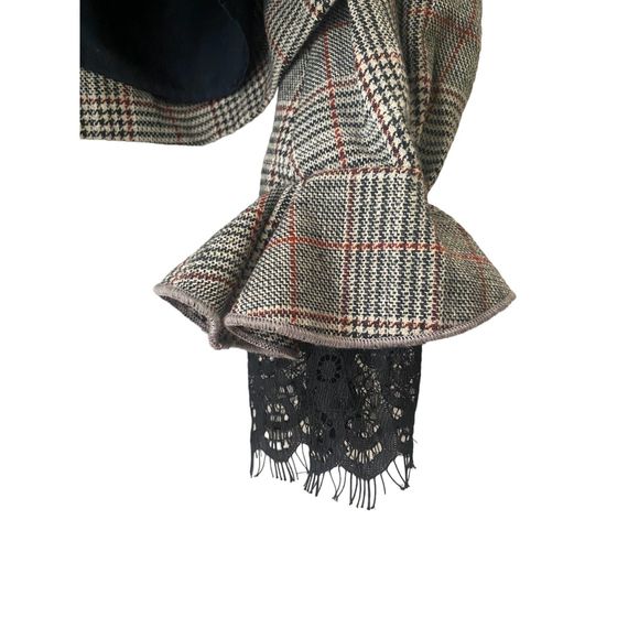 Self-Portrait Off‎ Shoulder Check Plaid Wool Top Womens Size US 2 UK 6 - Picture 7 of 12